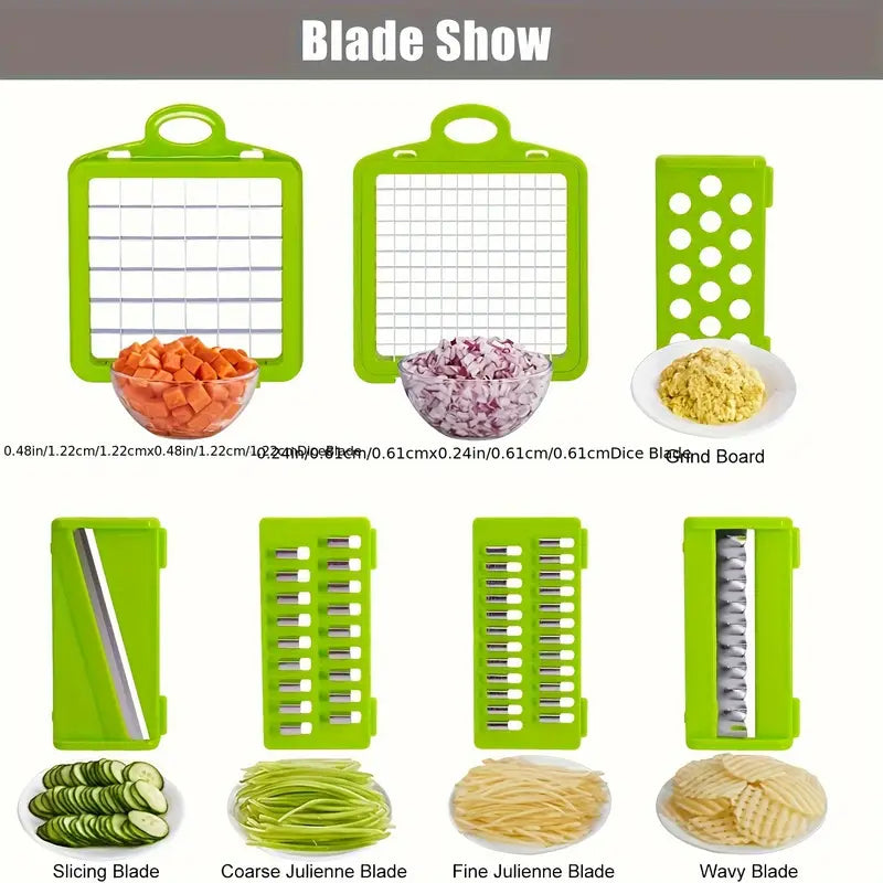 Vegetable Chopper Fruit Slicer Onion Cutter With Container 14pcs Set