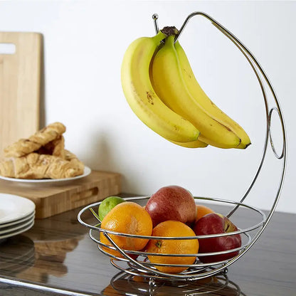 Metal Fruit Basket With Banana Hanger Hook 1pc