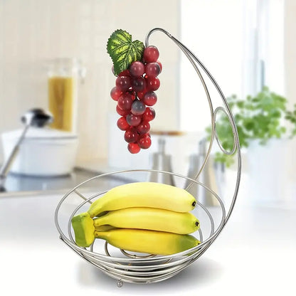 Metal Fruit Basket With Banana Hanger Hook 1pc