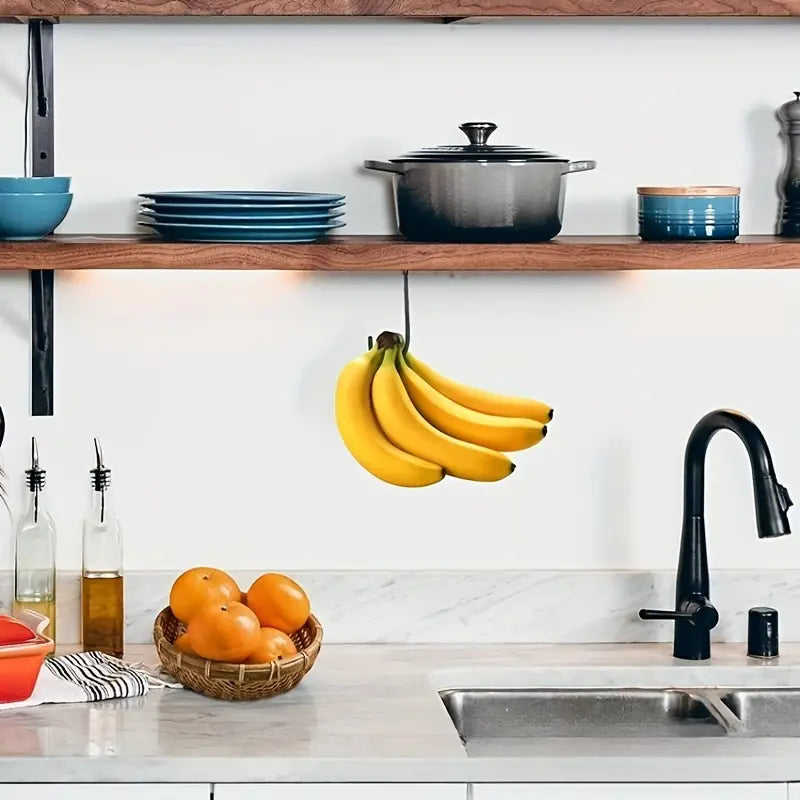 Banana Holder Under Cabinet Metal Hook Black 1pc