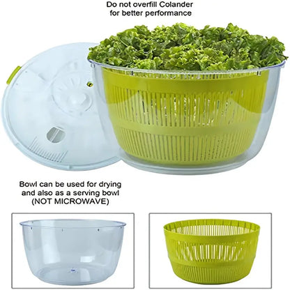 Easy Spin Salad Spinner Vegetable Fruit Dryer Lettuce Drainer Colander